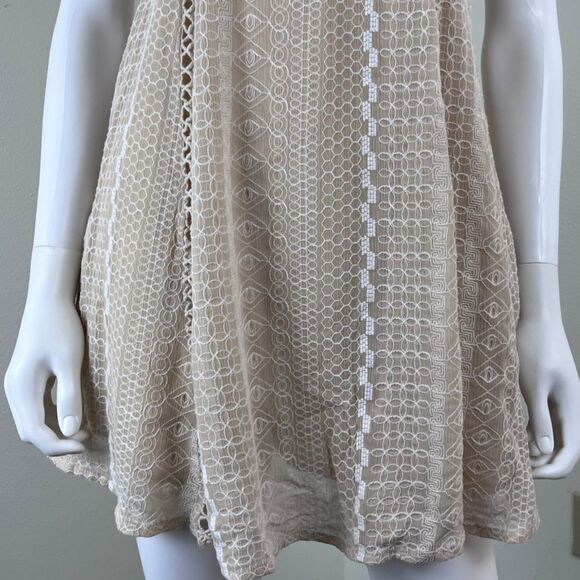 Free People Wherever You Go Size 4 Crochet Babydoll Mini Fit & Flare Dress Boho - Picture 4 of 14